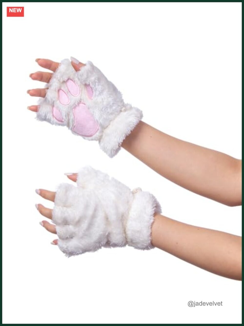 Faux Fur Cat Paw Fingerless Gloves Halloween Costume Mittens One Size